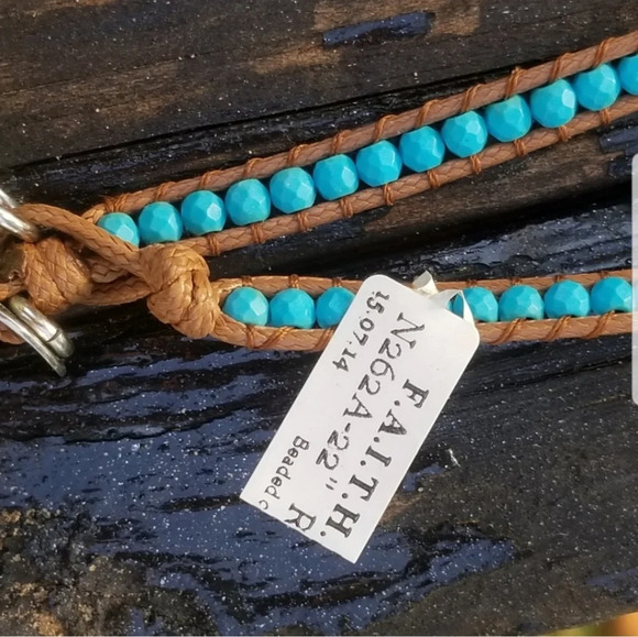 NWT F.A.I.T.H BRAND TURQUOISE STONE TASSEL STYLE NECKLACE - Picture 6 of 6